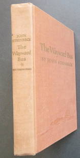 Steinbeck, Wayward Bus, 1st/1st BOMS Edition 1947, Novel: "The Wayward Bus", by John Steinbeck, First Edition, First Printing of the 'Book of the Month Selection' (printed from the same plates as the first trade edition), published by Viking Press, 1947. 