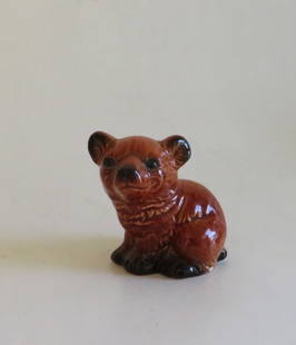 German Bear Cub Figurine, Hand Painted Porcelain, Goebel, Marked, 1980s: "Bear Cub" vintage hand painted porcelain figurine, Germany, marked on the borrom "Goebel, W. Germany, '36 c. 3703'", 1980s. The figurine is 2.1/4" [5.7cm] tall, c.2.1/4" x 2.3/8" [5.7cm x 6cm], 1
