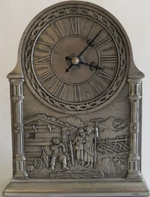 Vintage German Pewter Mantel Clock, Artina SKS Zinn, Battery Operated, 1970s