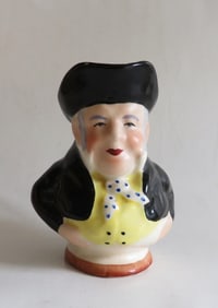 Vintage English Toby Creamer Mug, Hand Painted Pottery, 1900s-1950s