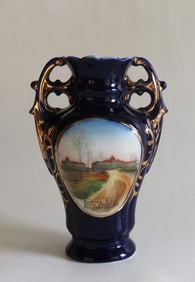 Novelty Blue Vase, Hudson River State Hospital Poughkeepsie, NY, 1910s Germany