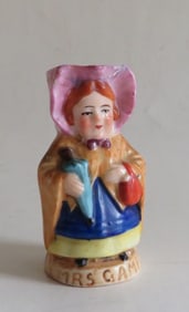 Antique Mrs. Gamp, Dickens character Miniature Toby Jug Pitcher, Germany