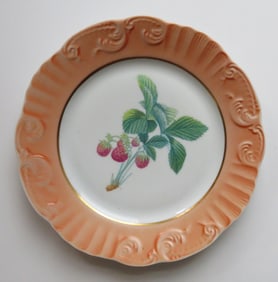 Vintage Porcelain Mottahedeh Plate, Strawberries Motif, VA, Portugal 1950s-1980s