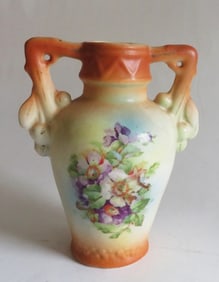 Antique Art Deco Porcelain Vase Czechoslovakia, 1920s, Hand-Painted