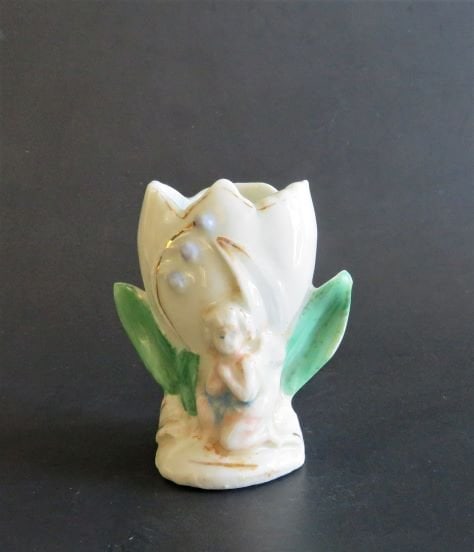 Antique Miniature Porcelain Vase, Spring Flower & Cupid, Art Nouveau (1 of 8)