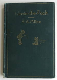 Milne, Winnie the Pooh, 1st US Edition 39st Print 1926 illustrated: "Winnie the Pooh" by A.A. Milne, with illustrations by E.H. Shepard, published by E.P. Dutton, First American Edition, stated 39th Printing November 1926 [First Printing was issued in October 1926]. C