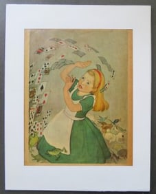 Marjorie Torrey, Flying Cards, Original 1955 Plate from Alice in Wonderland