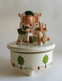 Vintage Hand Crafted German Black Forrest Music Box, 1950s