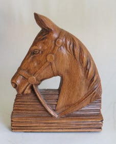 Vintage Syroco Ornawood bookend, Riding Horse w/ Bridles, 1950s