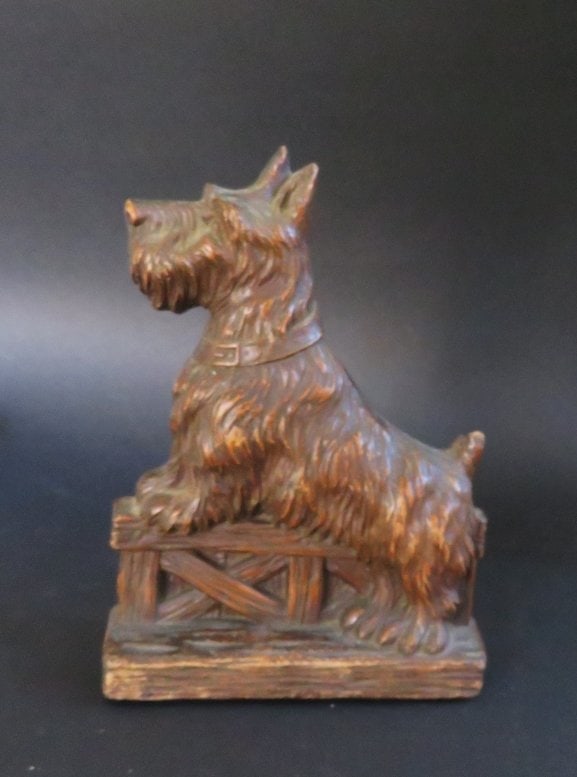 Dog Bookend, Scottish Terrier, Schnauzer, 1930s Ornawood, USA (1 of 5)