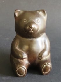 Vintage Solid Bronze Teddy Bear Figurine, 1950s Made in Korea