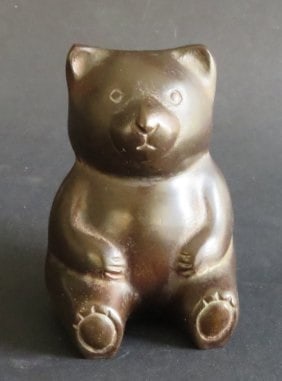 Vintage Solid Bronze Teddy Bear Figurine, 1950s Made in Korea (1 of 9)
