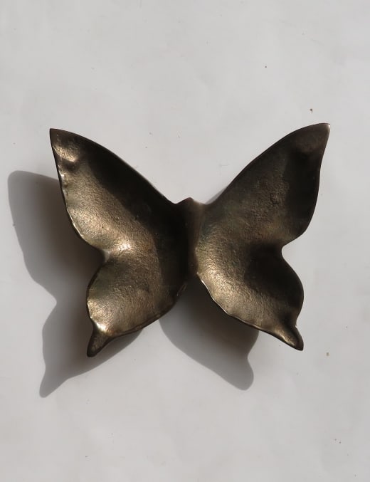Vintage Mid Century Solid Brass Butterfly Small Bowl, Desk Decor 1950s (1 of 5)