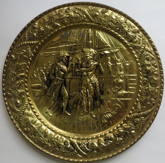 Mid Century Large Metal Plate, Captain & Crew on Ship, England, 1960s, Wall Decor (1 of 5)