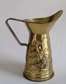 Mid Century Peerage Brass Metal Pitcher, Ship & Light Tower, England, 1960s