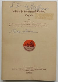 McCary, Indians in Seventeenth-Century Virginia, 1957, 1st edition