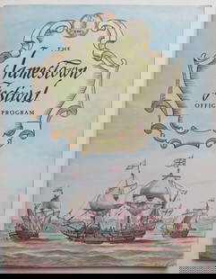 The Jamestown Festival 350th Anniversary Souvenir Program, 1957: The Jamestown Festival - Official Program, a souvenir program produced by the Virginia 350th Anniversary Commission in 1957. Edited by Park Rouse, Jr. Illustrations by Elmo Jones. Celebrating
