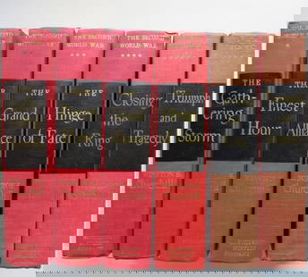 Winston Churchill, Second World War, Complete 6 Volumes, 1948-1953: "The Second World War" by Winston Churchill, published by Houghton Mifflin Company, Boston, The Riverside Press edition, complete set in 6 volumes, 1948-1953. Hard boards, red cloth, black box on fron