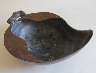 Leaf Shaped Pewter Bowl, Arts & Crafts Movement, England, 1900s-1950s