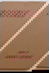Richard Reynolds, Crucible, Poems, Signed 1st Limited Edition, 1950: "Crucible: Poems" by Richard Samuel Reynolds, published by The Fine Editions Press, New York, 1950. Limited edition of 500 copies. Dedicated, signed and dated by the author on the front endpaper. Dust