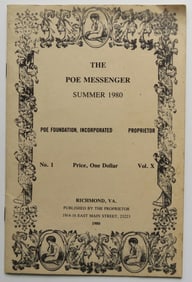 The Poe Messenger, Articles, History, Edgar Allan Poe Foundation, 1stEd. 1980