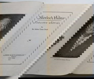 Conan Doyle, Sherlock Holmes Detective Stories 1930, Two Vol. in One: "Sherlock Holmes Detective Stories" by Sir Arthur Conan Doyle published by Murray Book Corporation, New York, for Universal Hearth Library, 1930. Hard boards, green cloth with blind embossed decoratio