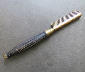 Antique German Metal Hot Brush, Comb Straighter Reck-Junior, Styling Tool, 1920s