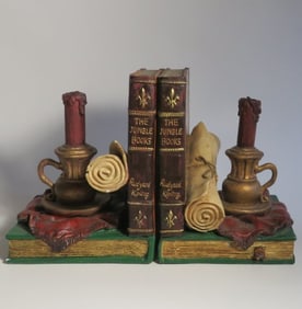 Set of 2 Antique Style Bookends, Westland 1980s, Hand Painted Resin