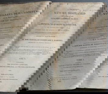 Manuel De Torres, Dufief Method Teaching Spanish, 1st Edition 1811: "Dufief's Nature Displayed in Her Mode of Teaching Language to Man: Being a New and Infallible Method of Acquiring a Languages, in the Shortest Time Possible, Deduced from the Analysis of the Human