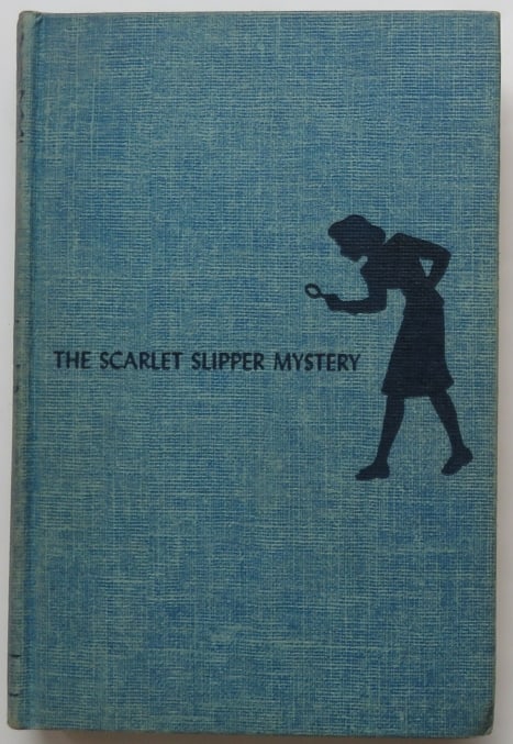 Keene, The Scarlet Slipper Mystery, 1st/1stEd. 1954, Nancy Drew Mystery: "The Scarlet Slipper Mystery" by Carolyn Keene, Nancy Drew Mystery Stories; published by Grosset & Dunlap, 1954. First Edition, first Printing. The first printing of the thirty-second Nancy Drew myste