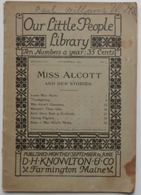 Miss Alcott & Her Stories, Our Little People Library, 1stEd. Nov. 1895