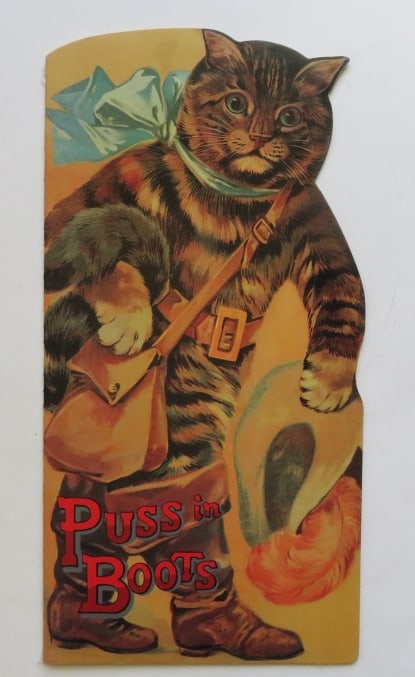 Puss in Boots, Fary Tale, Shackman Edition 1995, Facsimile of Antique, illustrated: "Puss in Boots" Fairy Tale; fully illustrated. Die-Cut Paperback Book, No.2213. Published by B. Shackman & Co., New York, 1995, "Our Version of the Antique"; printed in Hong Kong. Original illustrated