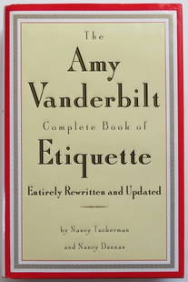Amy Vanderbilt, Complete Book of Etiquette, 1995 Tab Edition: "Amy Vanderbilt Complete Book of Etiquette Entirely Rewritten and Updated" by Nancy Tuckerman and Nancy Dunnan, Tab Edition published by Doubleday, New York, First Edition February 1995, 4th
