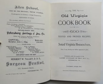 Old Virginia Cookbook, 600 Tested & Proved Recipes, 1894, Repro 1975