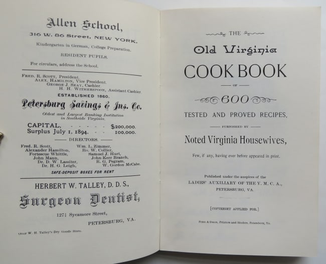 Old Virginia Cookbook, 600 Tested & Proved Recipes, 1894, Repro 1975 (1 of 9)