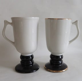 Set of 2 Vintage Ceramic Irish Coffee Pedestal Mugs, Hall, 1950s