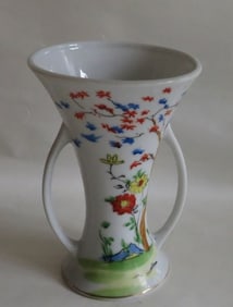 Vintage Japanese Hand Painted Porcelain Art Deco Vase, Takito 1930s