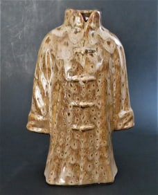 Chinese Ceramic Tang Suit Formed Art Vase, Traditional Asian Jacket, 1960s