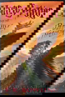 Rowling, Harry Potter & The Deathly Hallows, 1st/1st US Ed. 2007, Fantasy Novel: "Harry Potter and the Deathly Hallows", by J.K. Rowling, published by Arthur Levine, Scholastic Press, 2007. Stated First American Edition July 2007. First printing with digit '1' present in the digit