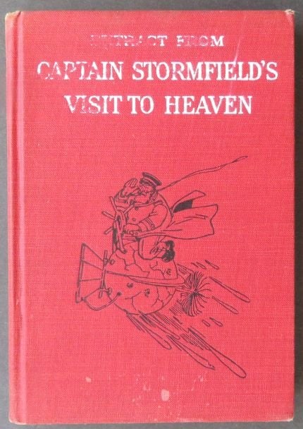 Mark Twain, Captain Stormfield Visit to Heaven, 1st US Edition 1925: "Extract from Captain Stormfield's Visit to Heaven", by Mark Twain, with frontispiece picture of Captain Stormfield aboard his comet "Space Ship" by Albert Levering; published by Harper & Brothers, Ne