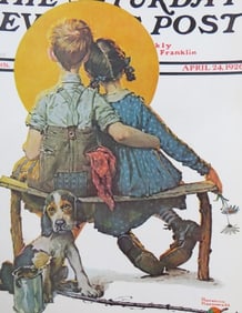 Norman Rockwell, Little Spooner, 1926, Litho Repro 1976, American Folk Art