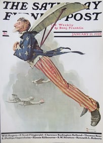Norman Rockwell, Flying Uncle Sam, 1928, Litho Repro 1976, American Folk Art