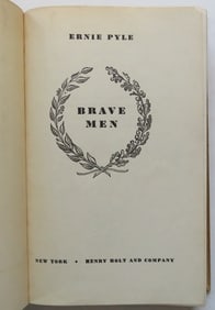 Ernie Pyle, Brave Men, 1944 War Time Book, 1st Edition