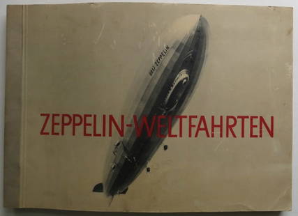 Zeppelin World Journeys 1899-1932, 1st Ed. 1933, Compl. 264 Photos & Add. Large Phots: "Zeppelin Journeys Around the World" First Edition of the photo album with original 264 miniature photographs with additional large photographs added [unusual], covering the Zeppelin airships from 189
