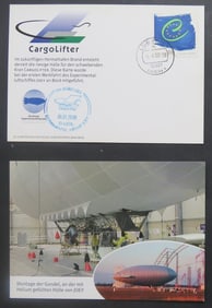 Lot of 12 German Airship CargoLifter D-L Joe Flown Postcards, Test Fly on June 1, 2000