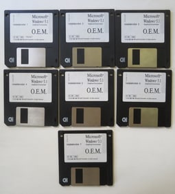 Set, 7 Installationdisks for Computer Program Microsoft Windows 3.1 OEM 1985-1990