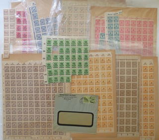 Large Lot Germany Hyperinflation Stamps Issued in 1923, Sheets