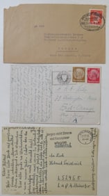 Lot of 4 German 3rd Reich Mail, 2 Letters, 2 PC & Fieldpost, 1936 1938, 1943, 1944