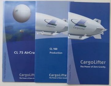 Lot of 3 German Brochures for Cargolifter CL 160 & Balloon CL 75 AirCrane