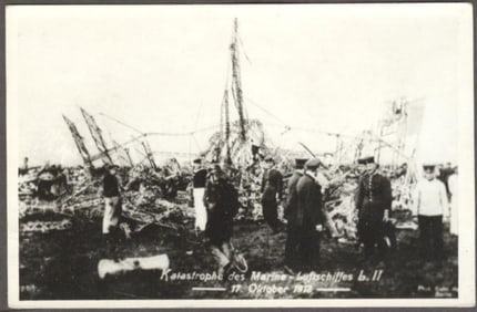 Genuine German Photo Card, 1913 Disaster of Navy Airship Zeppelin L-II, LZ 18